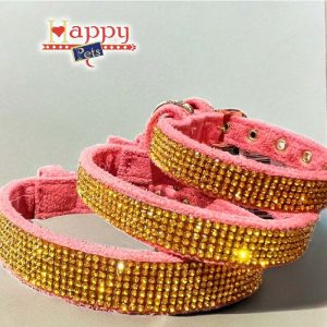 Collar Con Brillantes Cuero Sintético Gamuzado