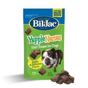 <strong>Bil Jac</strong> Yapplenanas, Snack para Perros, Premios Suaves Pollo Manzana Plátano, bolsa de 113 gr